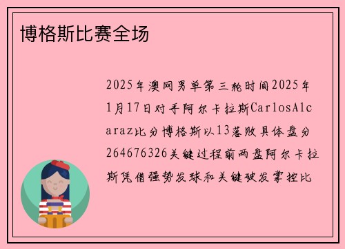 博格斯比赛全场